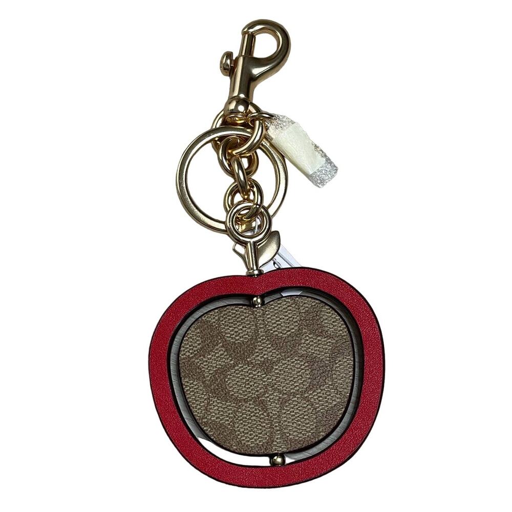 Coach Spinning Apple Bag Charm in Signature Canvas Keychain - Picture 2 of 8